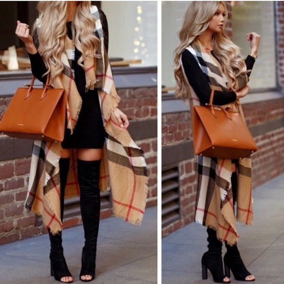 Last 1!New Timeless Soft Plaid Vest w/Frayed Ends - Picture 5 of 8